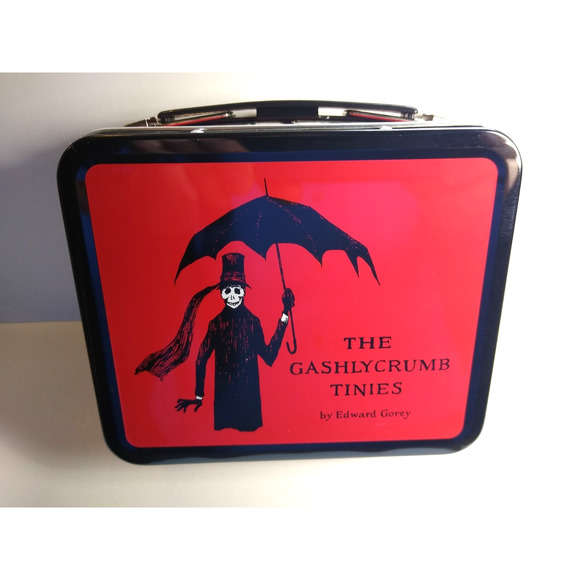 Edward Gorey The Gashlycrumb Tinies Red Metal Lunchbox Tin 2003 Gothic Spooky - Picture 1 of 10